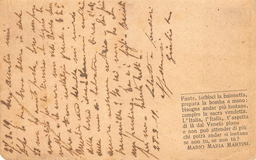 0108) WW1 FRANCHIGIA 1919 FANTE FORBISCI LA BAIONETTA POSTA MILITARE 133 - Picture 2 of 2