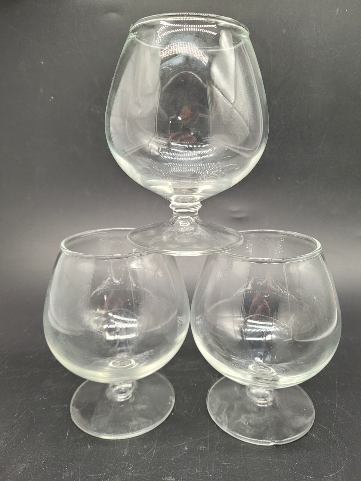 Brandy Snifter Glasses Short Stem Clear Barware Cognac Whiskey Lot of 3