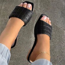 Nieten Frauen Sommer Punk Hausschuhe Outdoor Freizeit Offen Flach Slip On Schuhe