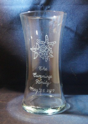 1 Wedding Or Memorial Vase 8 X 4 Gathering Vase Engraved