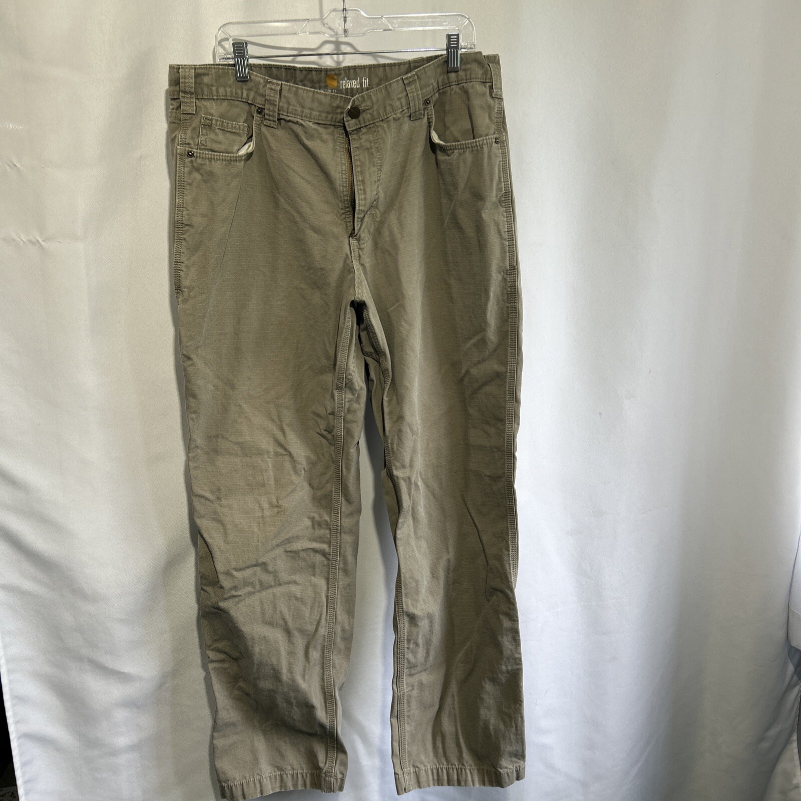 Carhartt Carpenter Canvas Pants Mens Sz 38x34 Relaxed Workwear 100634-251 Tan