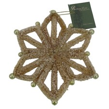 Bethany Lowe 8.25in Cream Bottle Brush Glitter Beaded Snowflake Ornament NEW