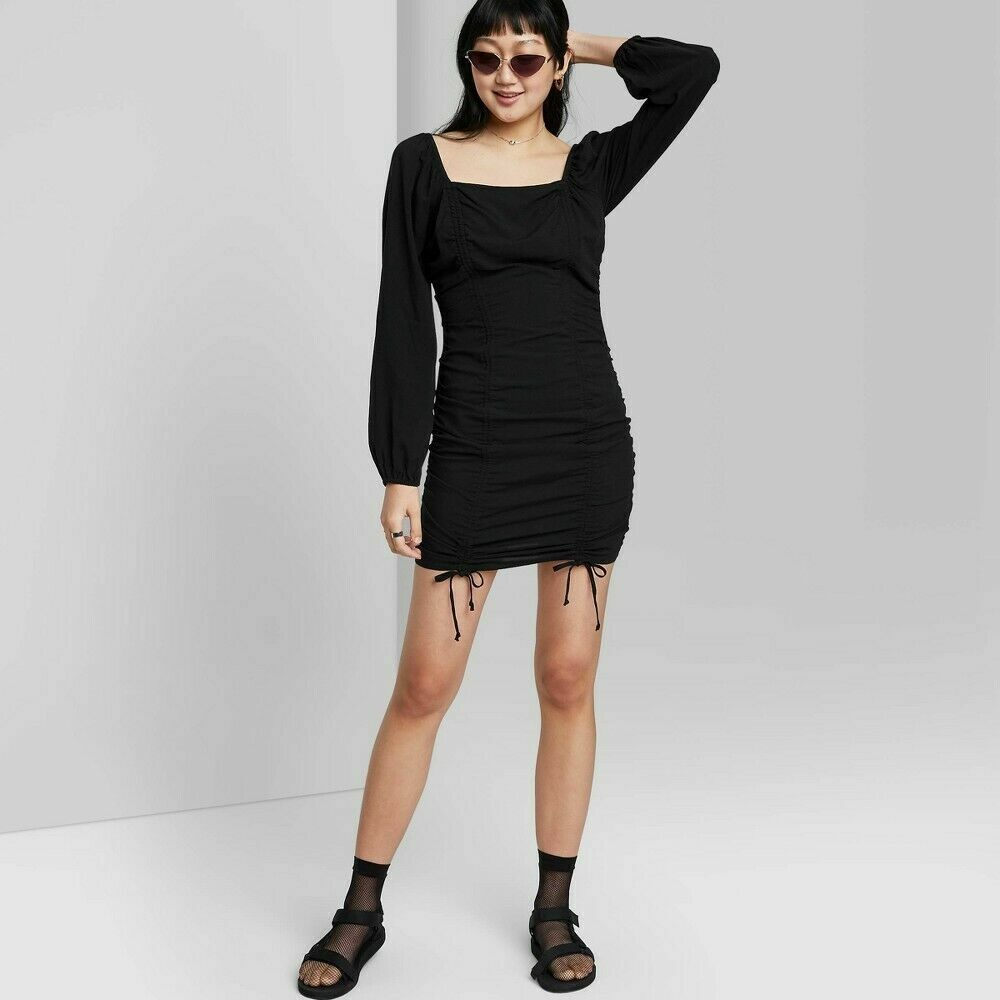 Long Sleeve Double Ruched Dress - XXL 