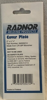 19 NEW RADNOR CR-39 Clear Monomer Welding Cover Plate Lens 2'' x 4-1/4'' #64005014