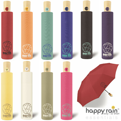 happy rain nachhaltiger Regenschirm Earth recyceltes Polyester Bambusgriff