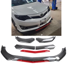For toyota camry Front Bumper Lip Splitter Spoiler Carbon Fiber Black+Red