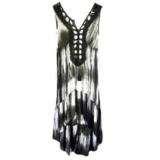Venus Womens Tie-Dye High Low Boho Dress Size Small Tie Front Tassel Flowy