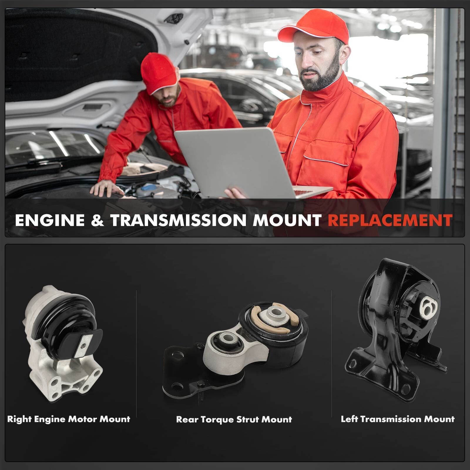 3x Engine Motor & Transmission Mount & Torque Strut Mount for Ford Edge 07-10