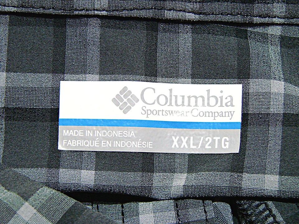 Camisa de vestir de trabajo Columbia para hombre gris negra a cuadros con bolsillos abotonados XXL Foto 4 de 4