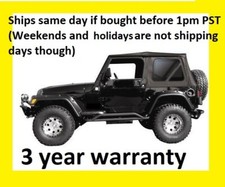 Black Replacement Soft Top And Rear Tinted Windows 97-06 For Jeep Wrangler Tj