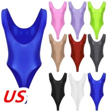 Mens One-Piece Mankini Bodysuit Thongs High Cut Leotard Swimsuit Bathing Suit