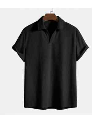 T-Shirt Herren Manche Kurz Polo Schwarz Coste Samt 080504