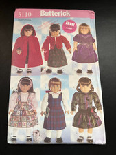 Vintage 1997 Butterick 5110 18inch Girl Doll Pattern Uncut Cape Jacket Dresses