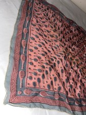 ANTIQUE TENNIS RACKETS PRINT SILK HANDKERCHIEF HANKY LOBSIDED pink