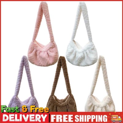 Vielseitige flauschige Damen-Achseltasche pelzig Beuteltasche modisch Reißverschluss täglich Dating Tasche