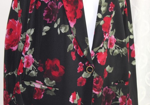Susan Graver Sz 2X Red ROSE Floral Heavy Quality Knit Artful Blazer Jacket - Picture 6 of 8