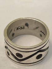 Vintage Sterling Silver Wide Band Ring - Size 8, Signed