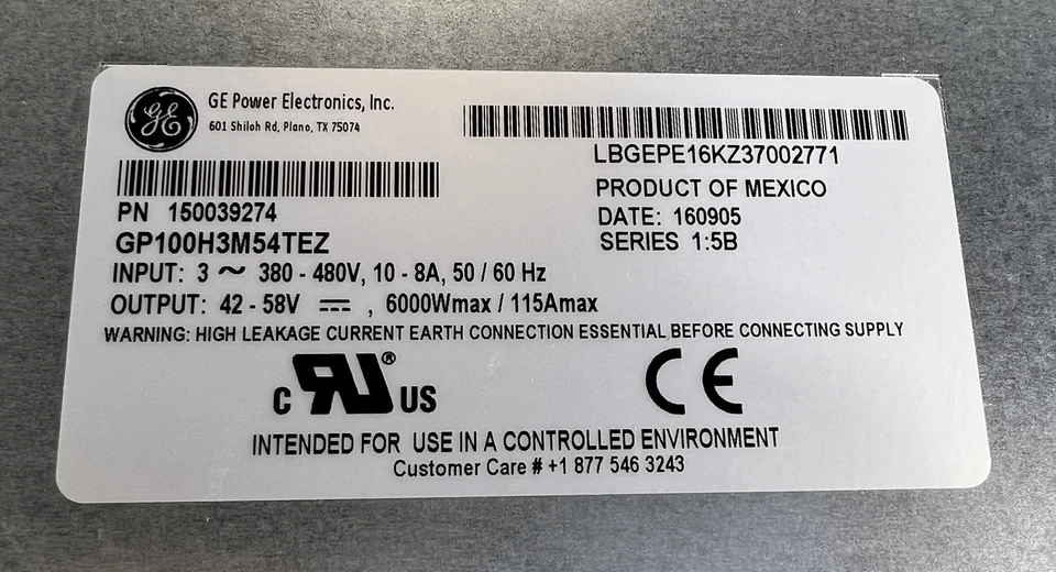 NEW 6000W 42-58v/115a GE Rectifier GP100H3M54TEZ GP100 OmniOn Power Supply - Image 2 of 4