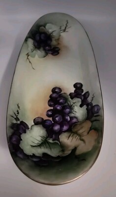 Vienna Austria Oval Celery Dish/Serving Plate Purple Grapes & Gold Trim