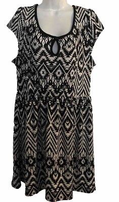 Delirious Aztec Print Black And White Cap Sleeve Short  Dress Size 1X