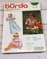 Burda 2581 Sewing Pattern Baby Kids Dress Set 74-86 Two Sizes 1 & 2