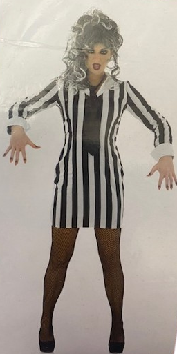 Halloween Ladies Black And White Striped Dress