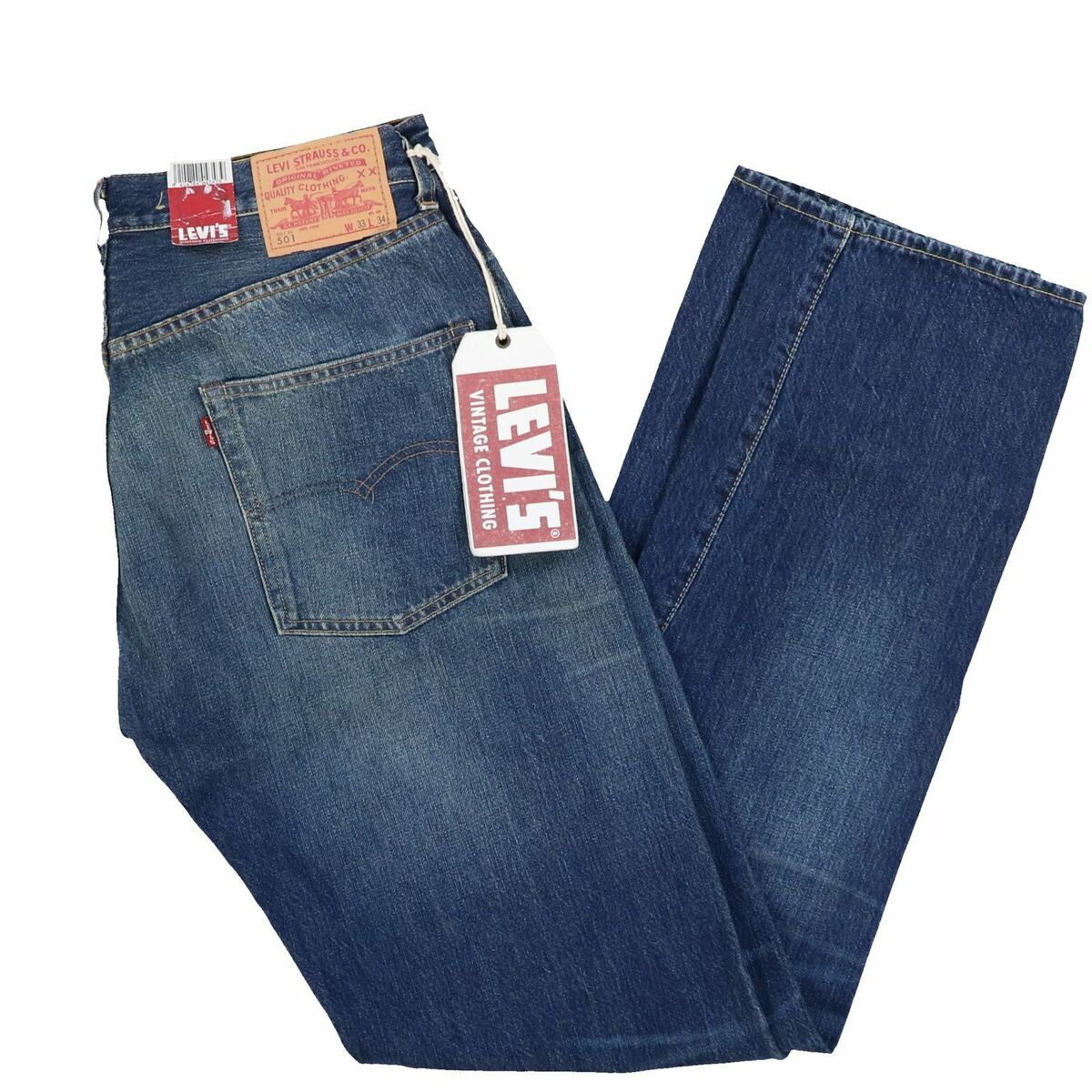 Levis 501 Jeans Mens Big E Vintage Shrink To Fit Selvage Design Button Zip  Fly