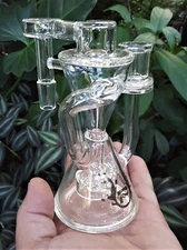 14mm Ash Catcher 90° Degree 5.25" Clear Glass Venturi Hourglass