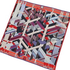 Hermes Carre 140 Carre Geant Cashmere Silk Red x Blue x Multicolor Zigzag Sangl