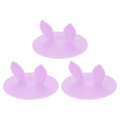 3 Stück Silikon Deckel für 3,9'' Tassen mit Hasenohren rosa lila