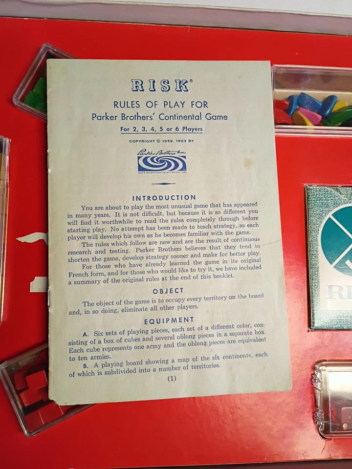 Vintage 1968 RISK Game by Parker Brothers, Wooden Pieces COMPLETE - Image 3 of 4
