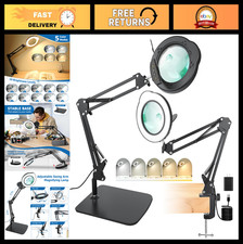 15X 30X LED Magnifying Glass with Light Stand, 5 Color Modes, 10 Dimming Level