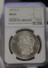 1879 S US Morgan Silver Dollar $1 NGC MS64