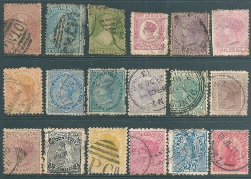 NEW ZEALAND early used stamp & postmark collection