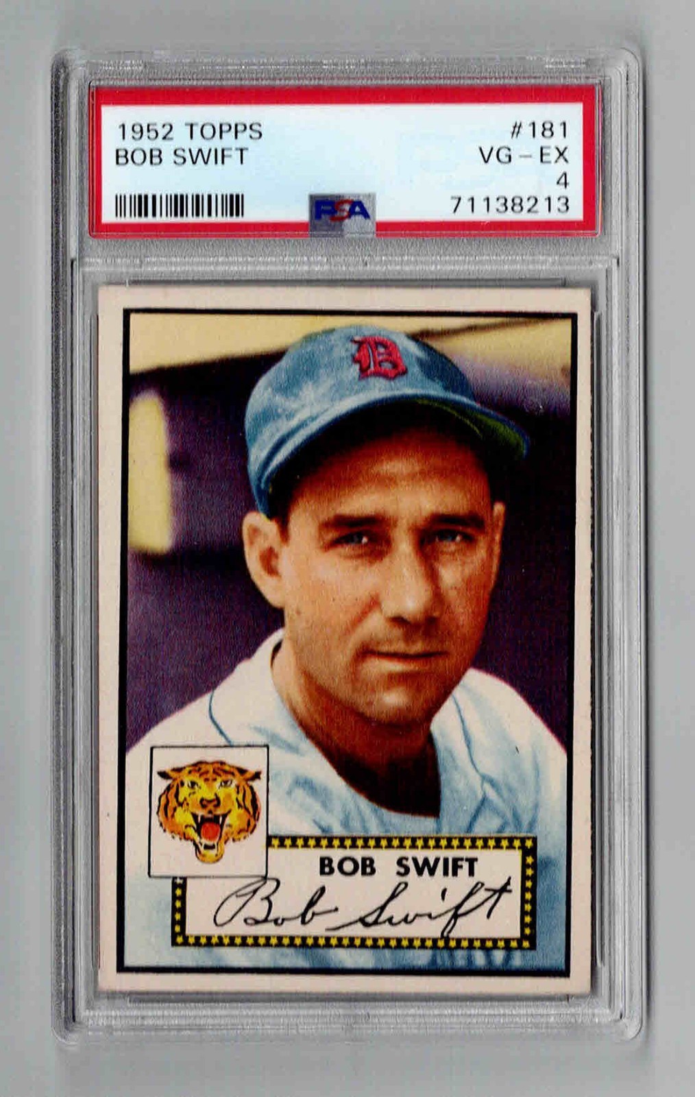 1952 Topps #181 Bob Swift Detroit Tigers PSA 4 VG-EX