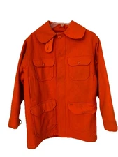 Vintage Woolrich 65% Wool Hunting Jacket Sz 38 Orange USA Workwear Insulated