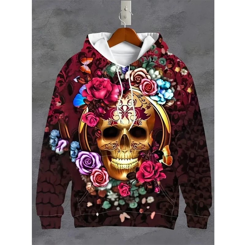 Men's 3d Skeleton Skull Print Hoodie - Relaxed Fit, Polyester | eBay