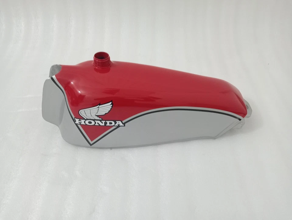 Honda TL250 TL 250 Trials 1975-76 rojo y plata acero combustible gasolina tanque + tapa Foto 3 de 4