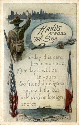 WWI Hands Across the Sea Soldier Message Series 591 Vintage Postcard