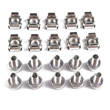 10Pcs Metal Nickel Plated Square Hole Cage Nuts Screws For Server Rack Cabinet