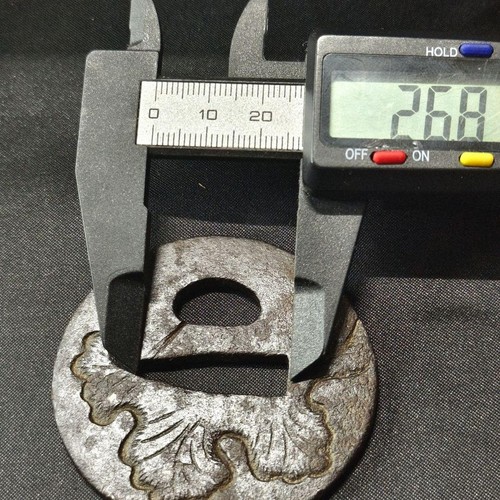 Tsuba Sword Guard for Katana Edo Antique Iron Ginkgo Biloba - Picture 7 of 10