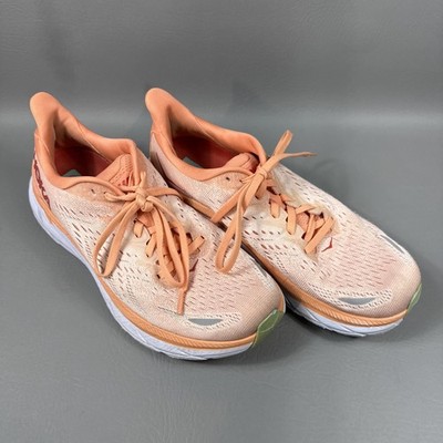 Hoka Clifton 8 Shoes Womens Size 8.5B Orange Peach Running Trainers Lightweight