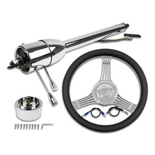 Chrome Tilt Manual 30 Steering Column W14 Billet Steering Wheel Horn Button