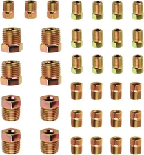 35PCS Brake Line Fitting Kit,Brake Fittings 0.64*0.64*0.56 inch, Gold 