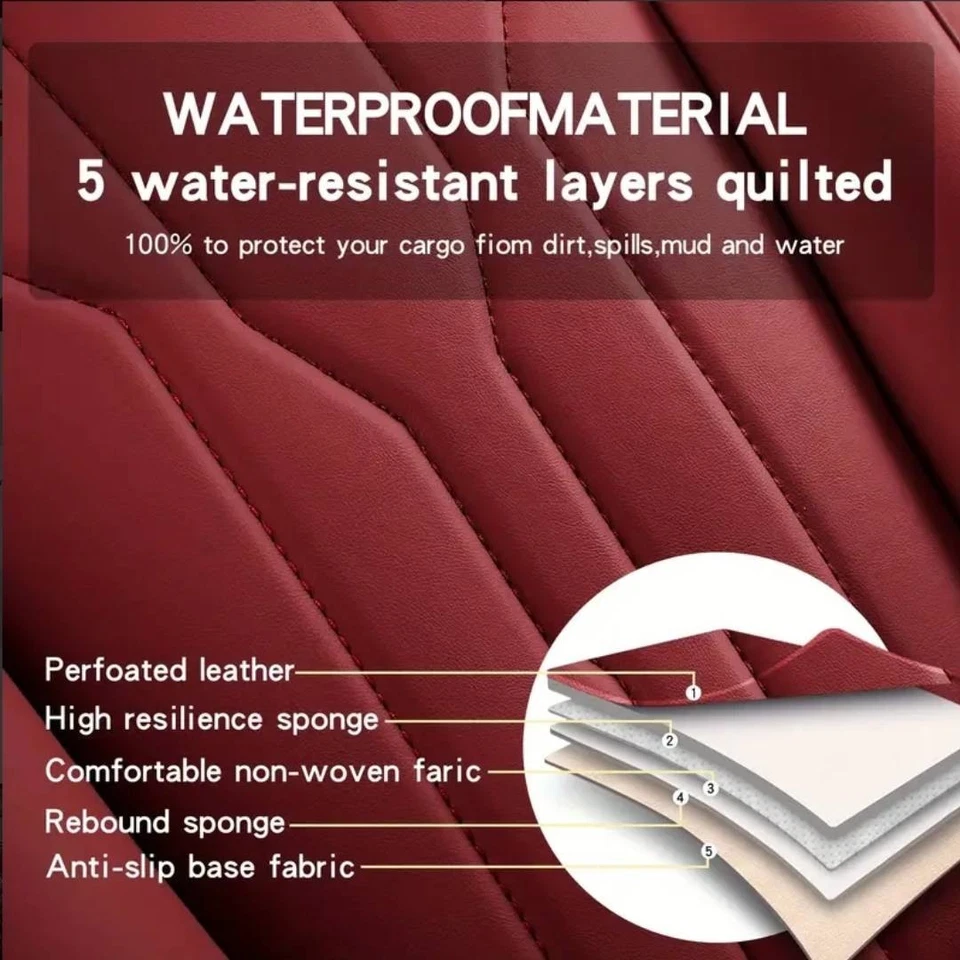 Cubierta de asiento de auto de 5 plazas de cuero sintético, para Dodge Charger Challenger、Durango、Hornet Foto 3 de 4