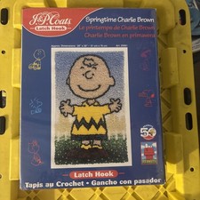 New J P Coats Vintage Latch Hook Kit Springtime Charlie Brown Peanuts 2000 USA