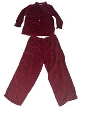 Vintage 90s Victoria Secret Red 100 Silk PJ Set Pants Shirt Size Large
