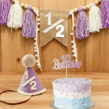 Half Birthday Docorations, 1/2 Birthday Decorations High Chair Banner with Handm