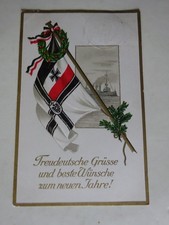 Ak  Patriotika, Prägekarte Neujahr, mit deutscher Reichskriegsflagge, "Treudeuts