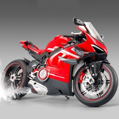 Upgraded 1:7 Scale V4 Diecast Alloy Motorcycle Model with Sound Effects
